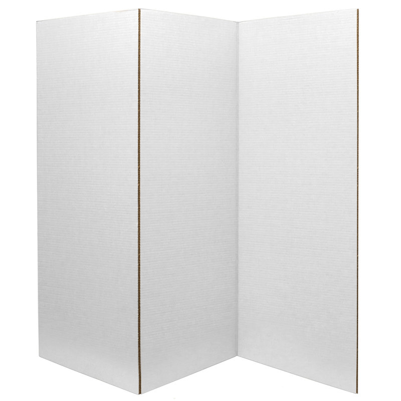 3 ft. Short White Cardboard Folding Screen with 3 Panels