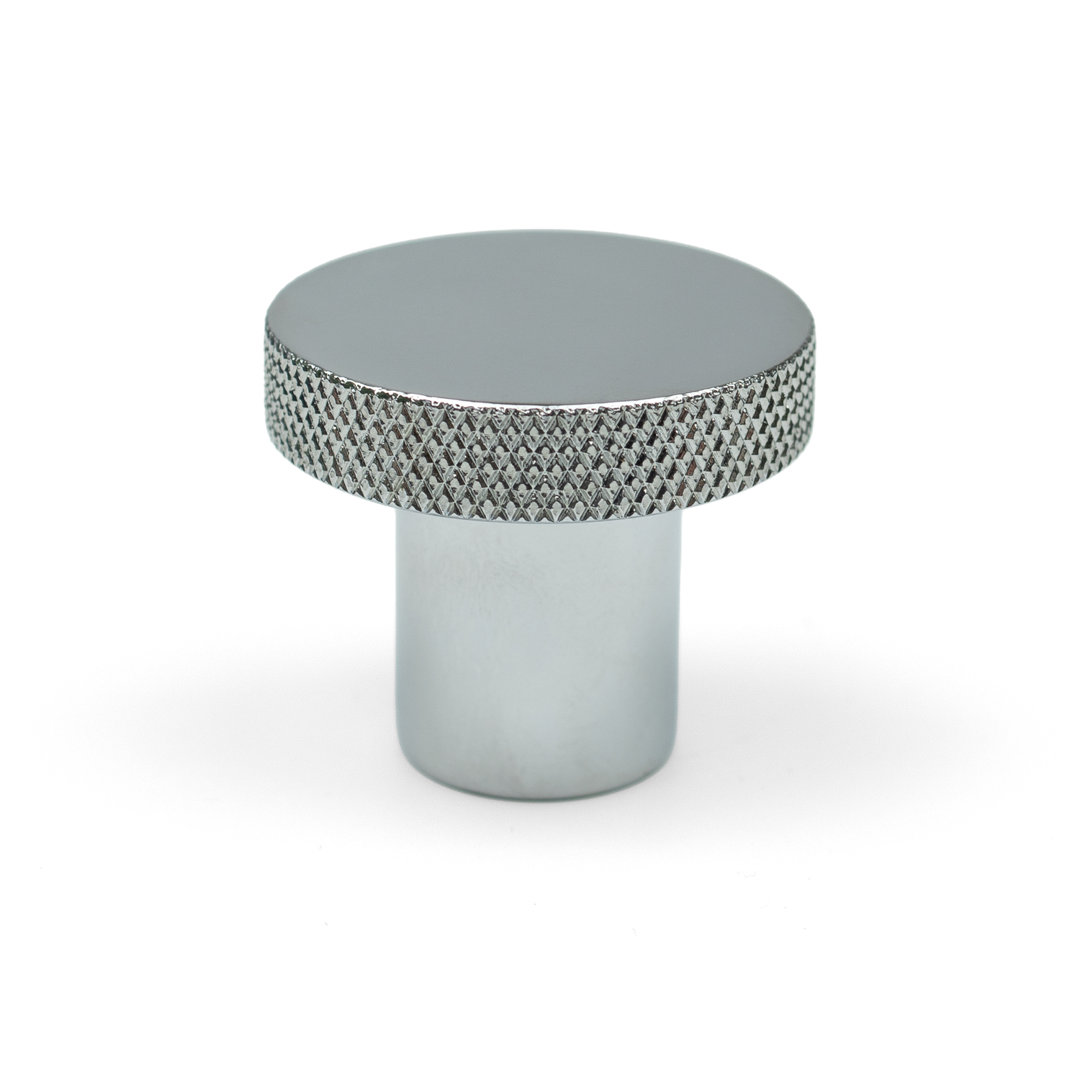 Polished Chrome Knurled Edge Disc Knobs