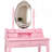 Pink Princess Vanity Desk Set with Mirror & Cushioned Stool,Light Modes,4-Drawer Wooden Makeup Vanity Table for Girls' Bedroom, Dressing Table with Ample Storage-966677779