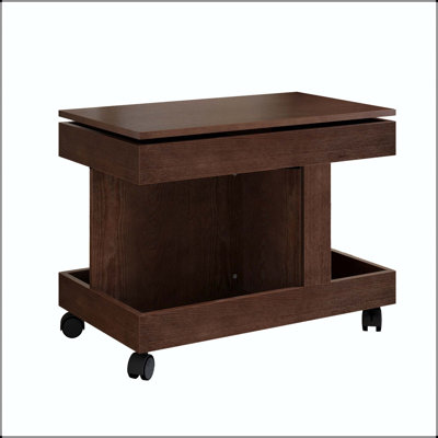 Rolling Coffee Table with 360° Rotating Desktop and Lockable Wheels