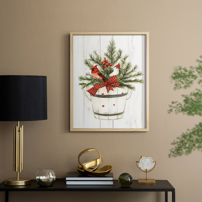 «Christmas Holiday Art Cxxxi», reproduction d'art encadrée - bois massif, Naturel, H 15 po x l 12 po