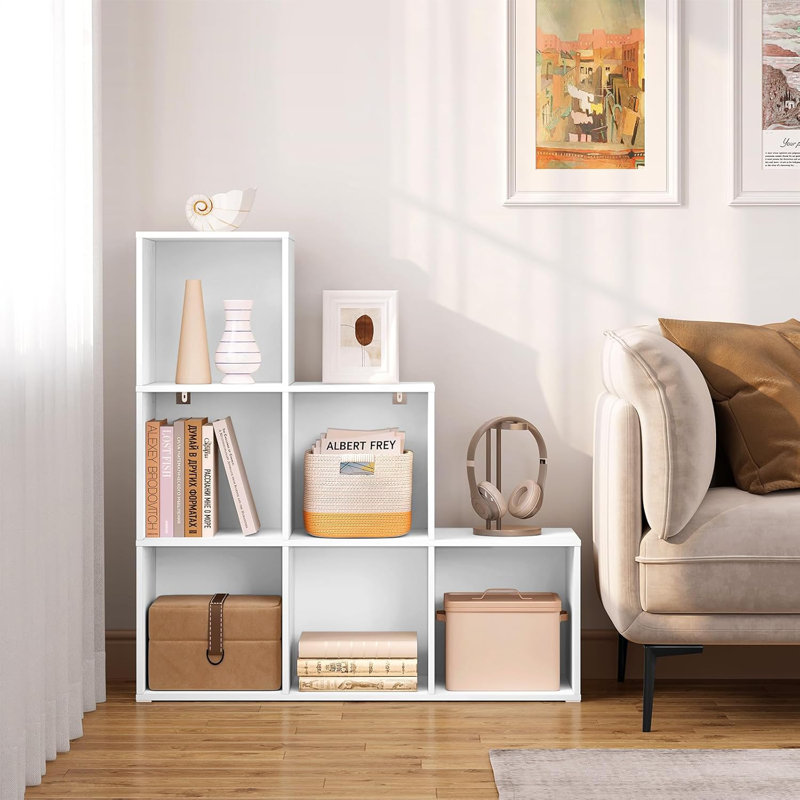 Runiya 90.5cm H x 90.5cm W Step Bookcase, White