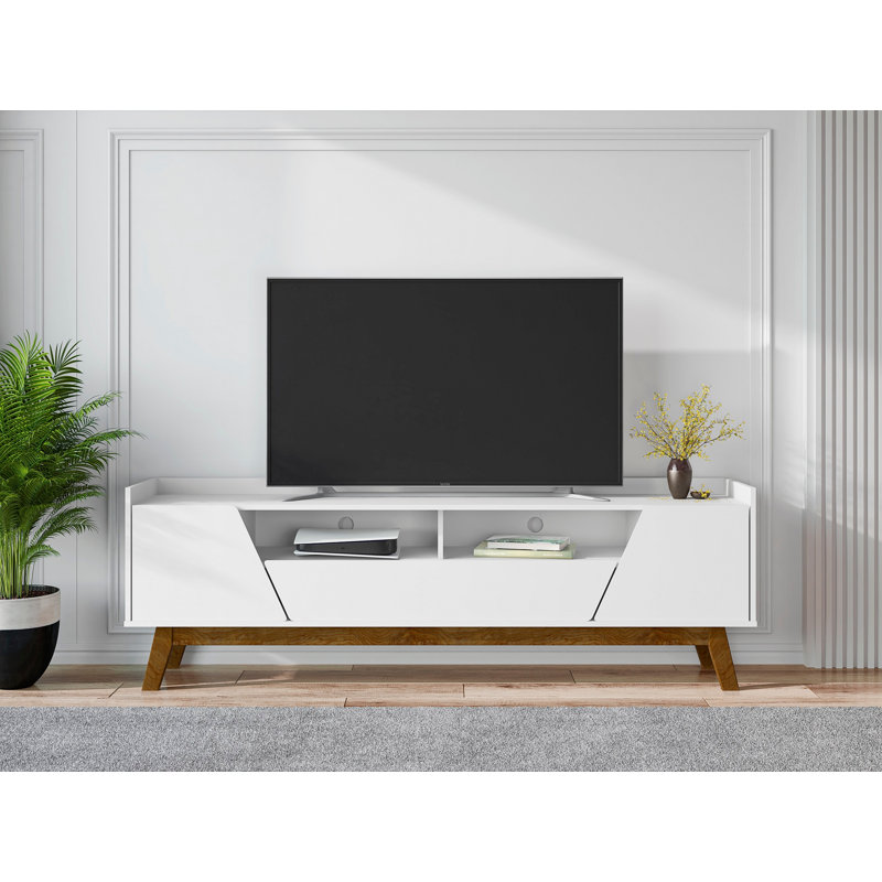 Meuble télé 71 po Marcus, H 23,42 po x L 70,86 po x l 14,17 po, White