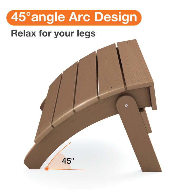 HIPS Adirondack Ottoman, All-Weather Classic Plastic Outdoor Adirondack Folding Ottoman , Teak