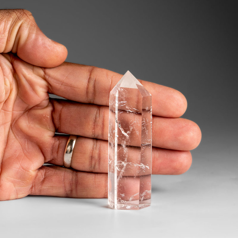 Gemme, quartz transparent poli (moyen), pointe du Brésil