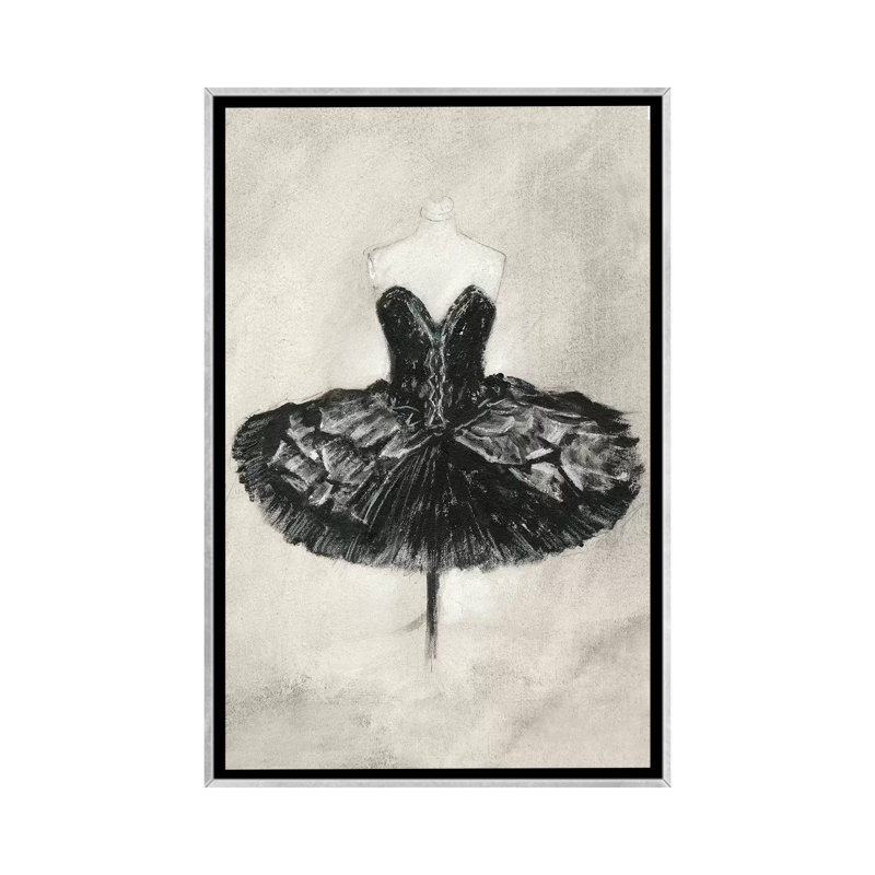 « Black ballet dress I » par Ethan Harper, reproduction d’art, H 48 po x l 32 po x P 1,5 po, Toile avec cadre argenté