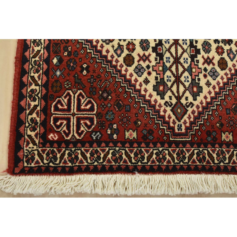 Tapis noué à la main en laine ivoire Abadeh