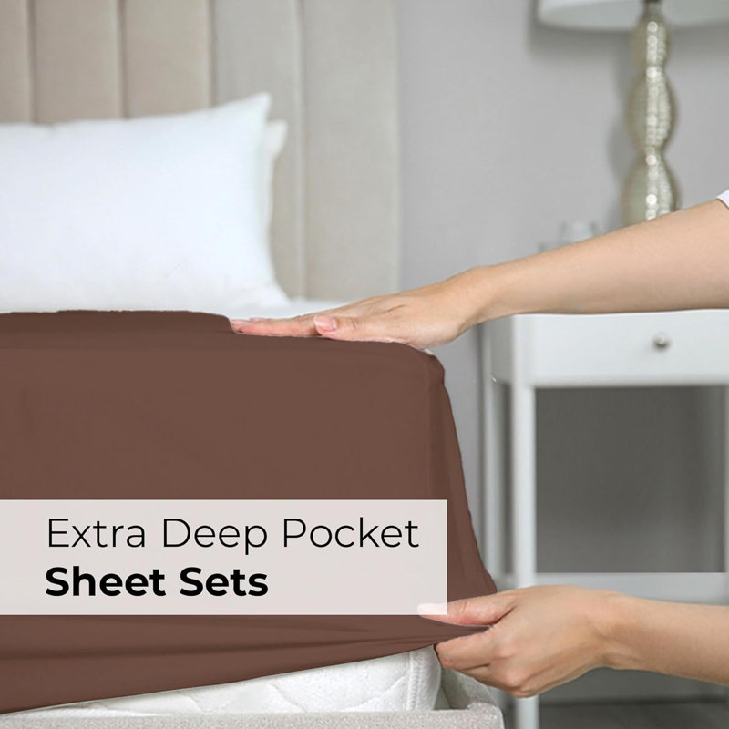 Full Deep Pocket Brown Microfiber Sheet Set