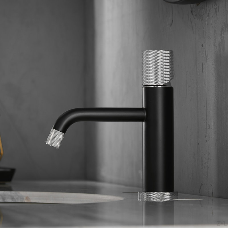 Robinet mélangeur à fixation sur comptoir moderne en laiton noir et nickel brossé