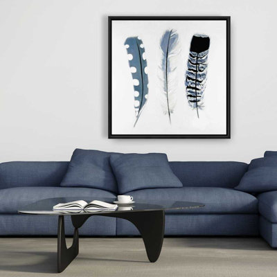 Delicate Blue Feathers - Bohemian Framed Canvas | Home Decor
