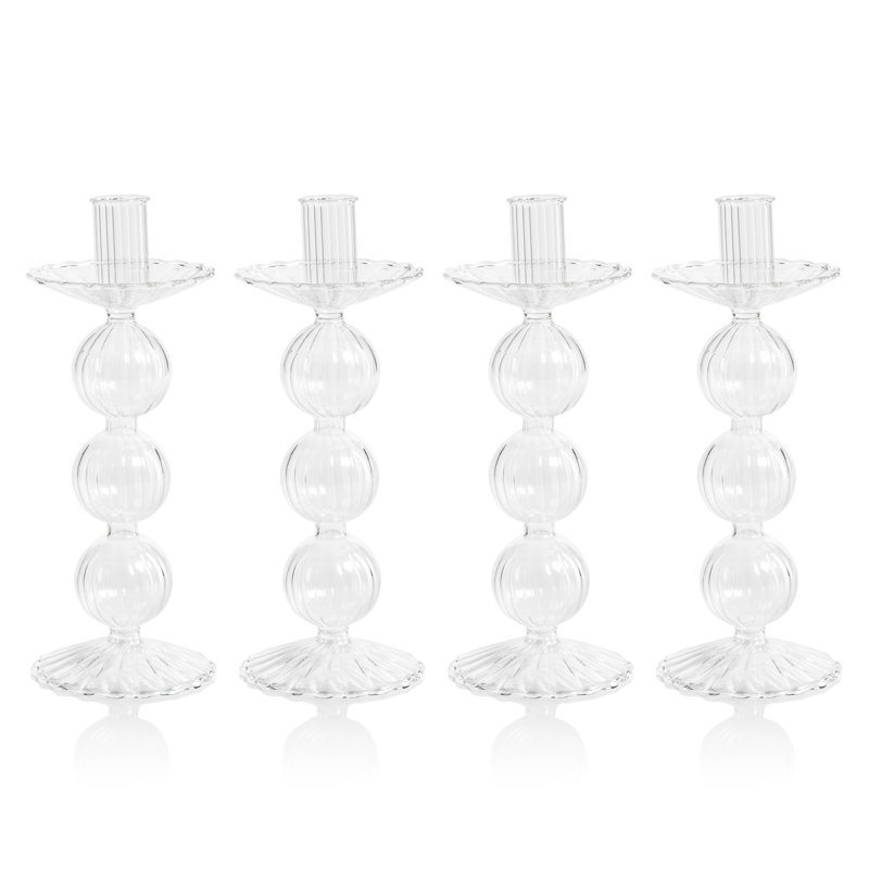 Adrienna 4 Piece Glass Tabletop Candlestick Set