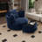 50" W Oversized Upholstered Swivel Barrel Chair With Ottoman-174734978