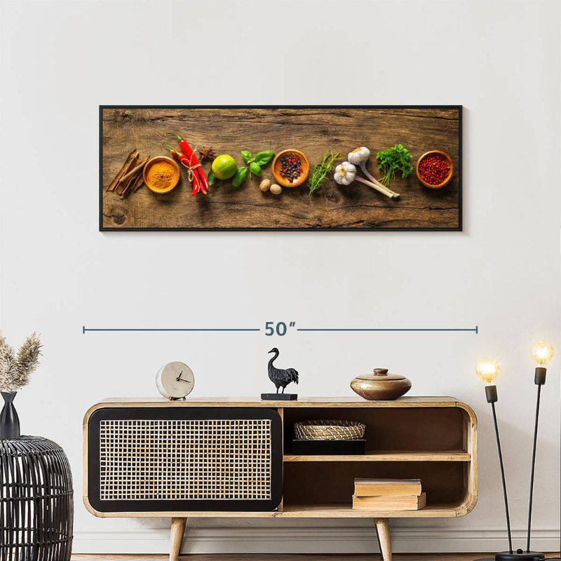 Épices et herbes savoureuses, 46 po x 16 po, Cadre flottant noir