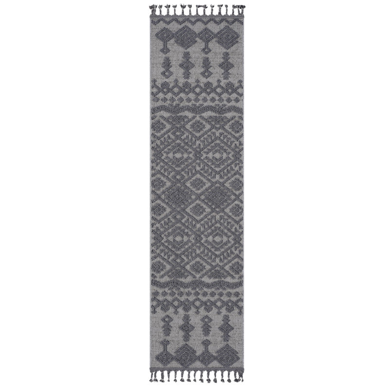 2X8 White / Gray / Traditional Indoor / Outdoor Runner Rug, Gray, Rectangle 8' x 2'2"