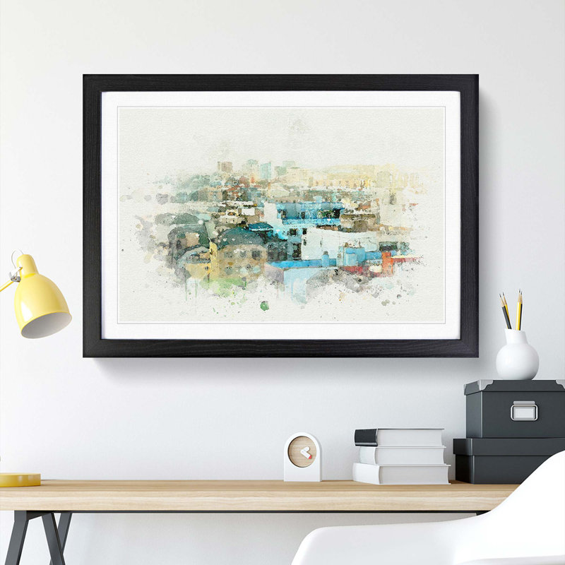 Rooftop View of Gran Canaria in Abstract - Picture Frame Graphic Art Print, 50cm H x 76cm W x 2cm D, Black