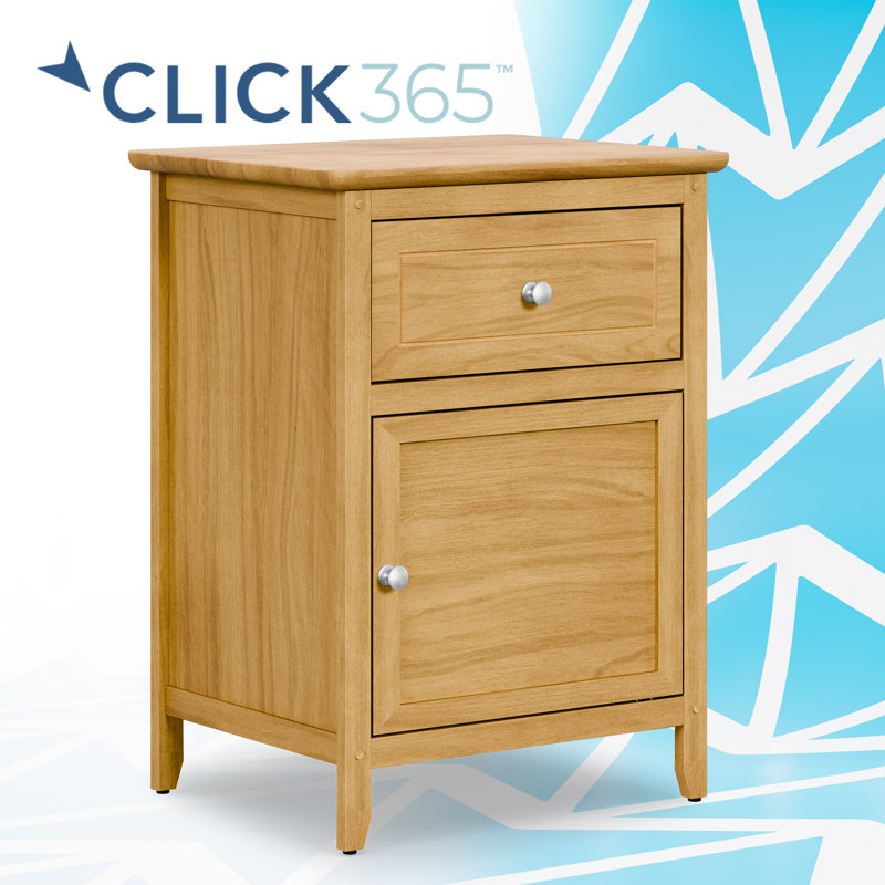 Light Brown Wooden End Table with Drawer and Cabinet
