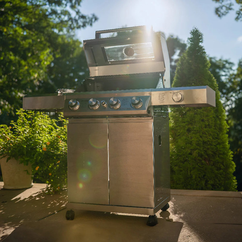 🎁 Housse de barbecue gratuite incluse | Armoire pour barbecue en acier inoxydable de plus grande capacité à 4 brûleurs Monument Grills🔥