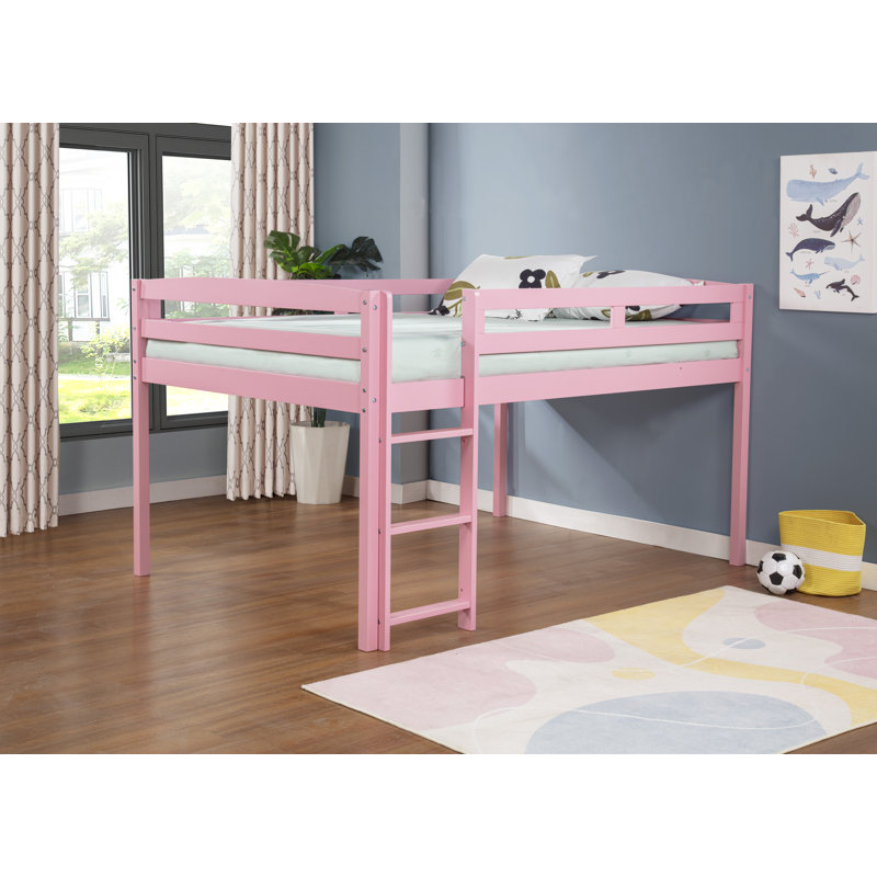Lit mezzanine en bois massif Alique par Mack & Milo, Double, Rose
