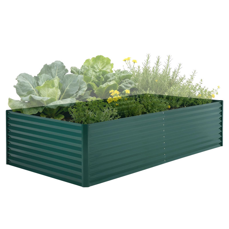 8x4x2 ft Galvanized Raised Garden Bed with Greenhouse Cover, Zippered Doors, Extra Deep, Green