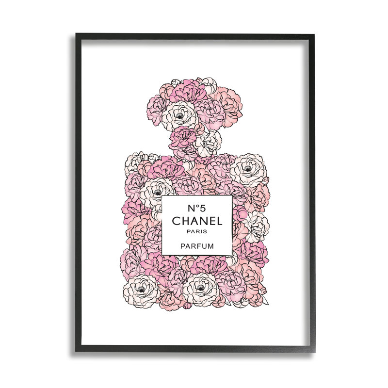 «Pink Rose Floral» par Martina Pavlova, impression de graphisme, H 30 po x l 24 po x P 1,5 po, Cadre noir