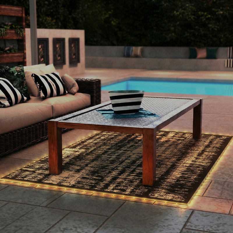 Outdoor Rug Carpet Reversible with LED Lights 12' x 9', 12' x 9'