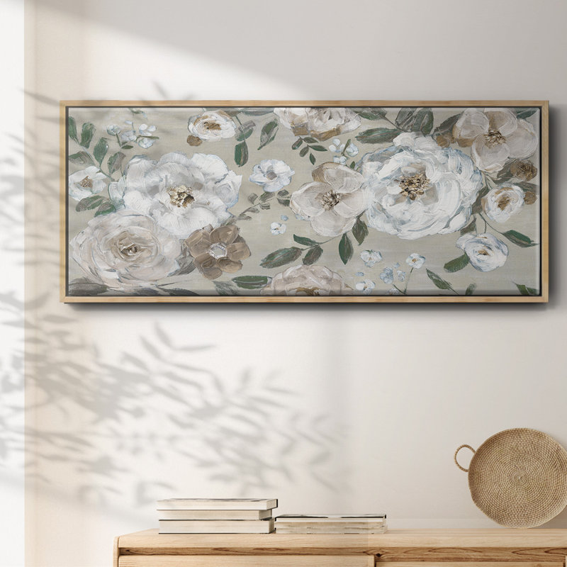 Jardin de roses - toile encadrée, H 20 po x l 50 po