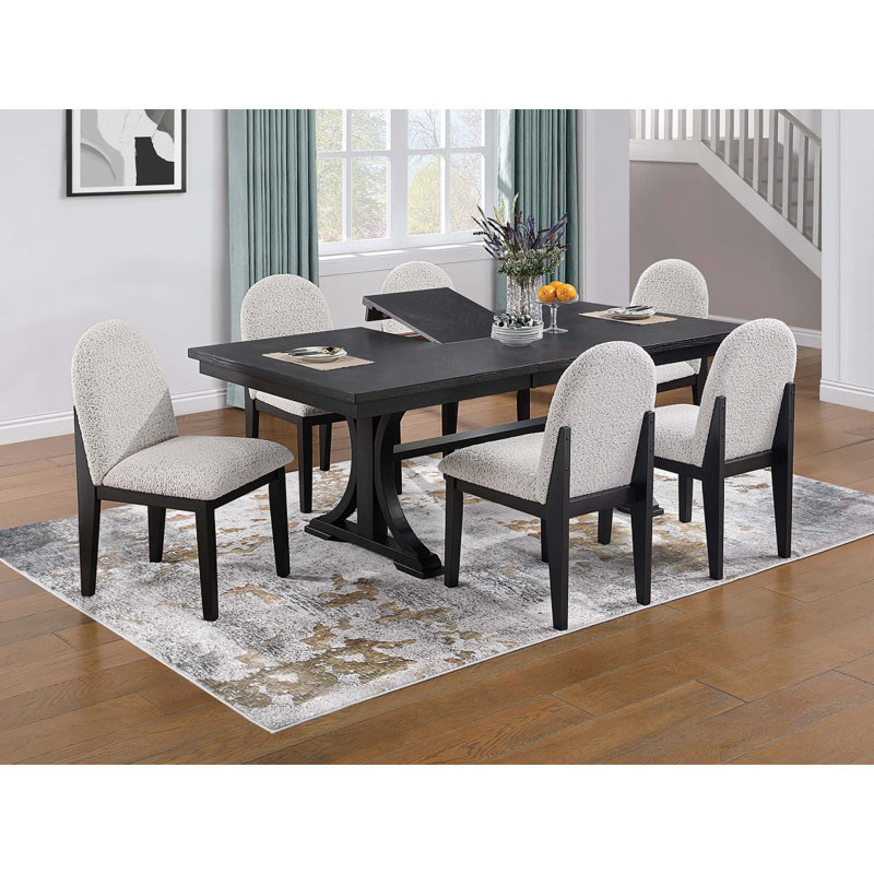 Ensemble de salle à manger de style traditionnel et chaises d'appoint 6X