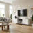 69" White TV Console With 2 Doors, Open Shelf & Gold-Tone Legs