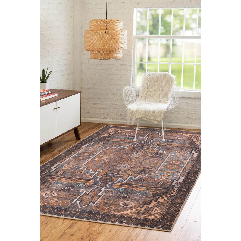 Luxurious Brown Area Rug, 7.5 x 10.8 Feet | 100% Polyester, 1850 g/m² | Pile Height: 0.2 Inches | Recycled Poly Cotton Underside | Machine Carpet, Durable & Easy to Maintain | Perfect for Living Room & Bedroom Decor