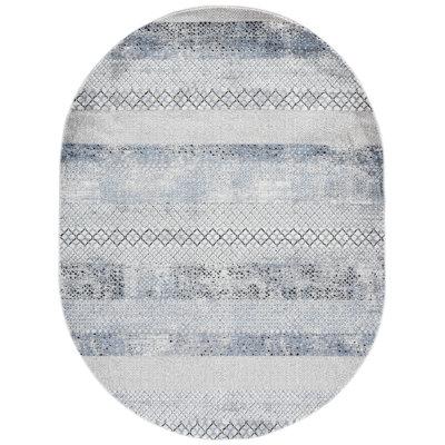 Adames Geometric Gray/Light Blue Area Rug