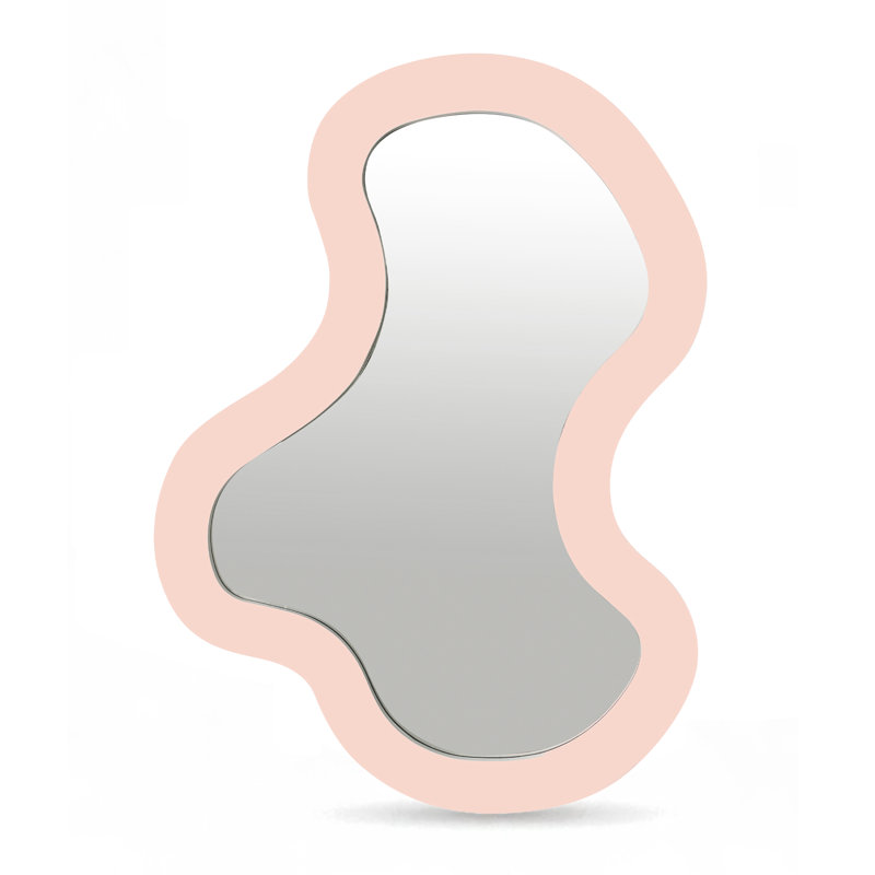 Oblique Iron Frame Mirror, 48" x 28", Pink