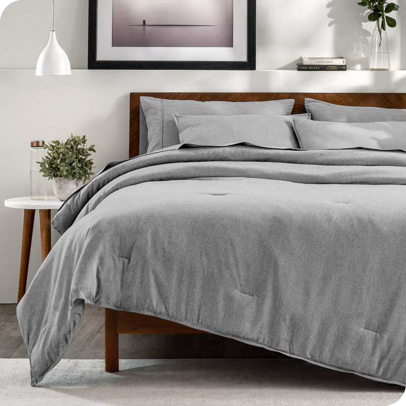 Complete Bedding Set - Soft Microfiber, Heather Charcoal, King Comforter + 7 Additional Pieces