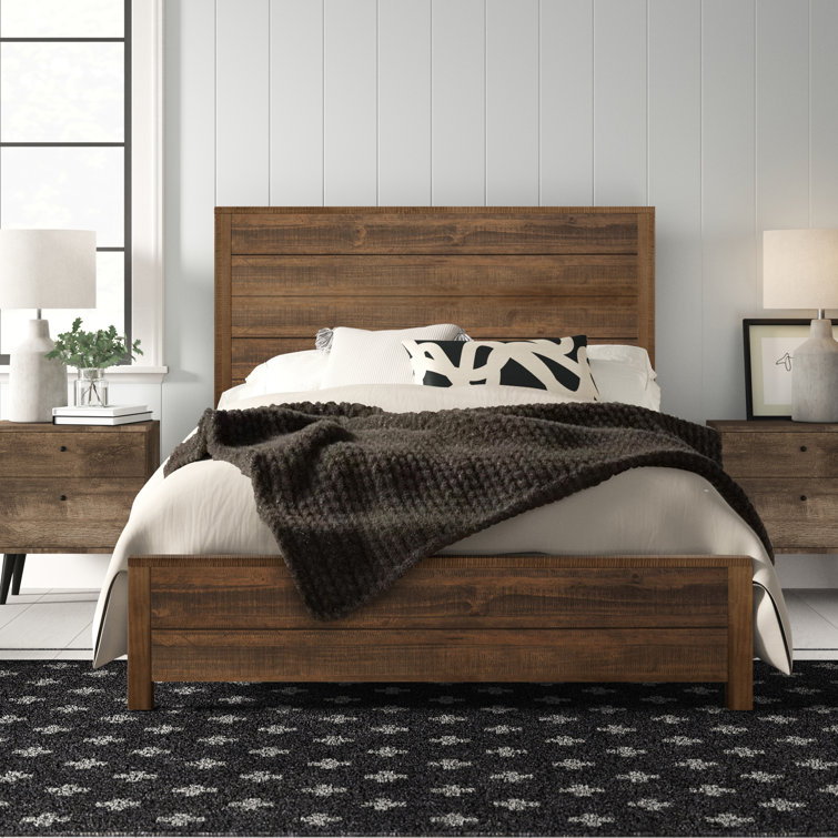 Montauk Solid Wood Bed-Dark Brown Oak  (INCOMPLETE-BOX 2/2)