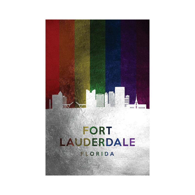 Fort Lauderdale Florida Spectrum Skyline by Adrian Baldovino - Wrapped Canvas Print, 20.32 cm H x 30.48 cm W