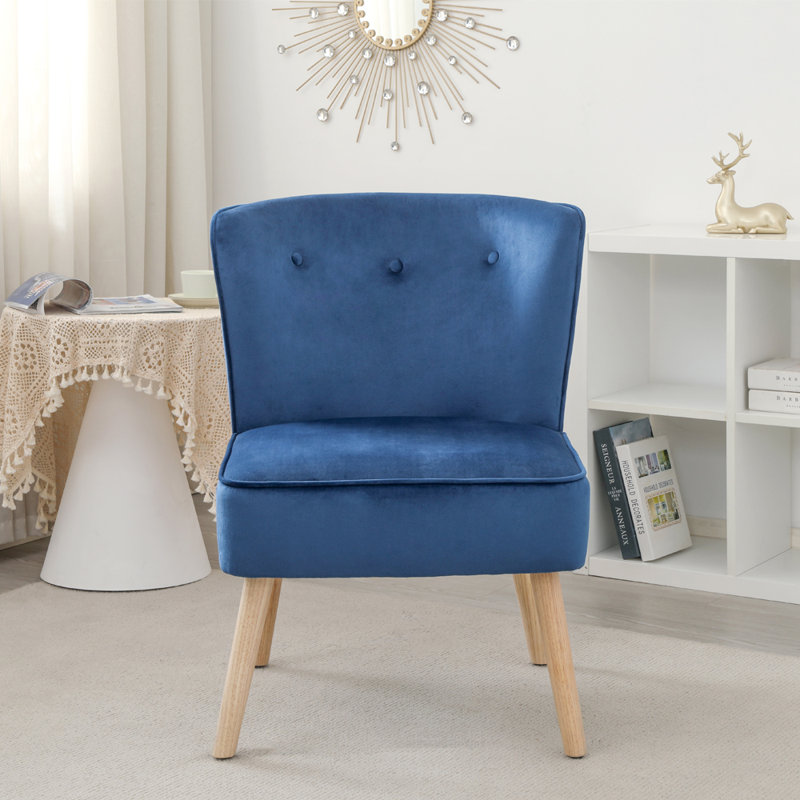 Jazlynn Upholstered Wingback Chair, Blue