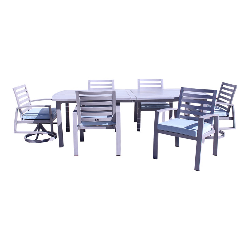 Ensemble de salle à manger 7 pièces avec coussins sunbrella courtyard cabo Setzer
