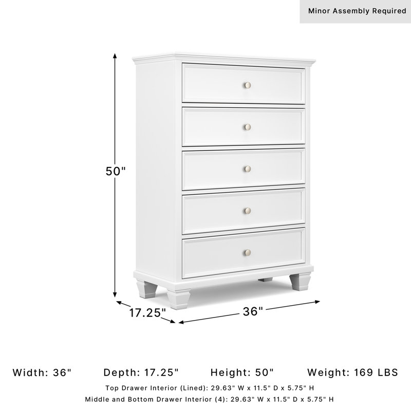 Oude 36'' W 5 - Drawer Dresser