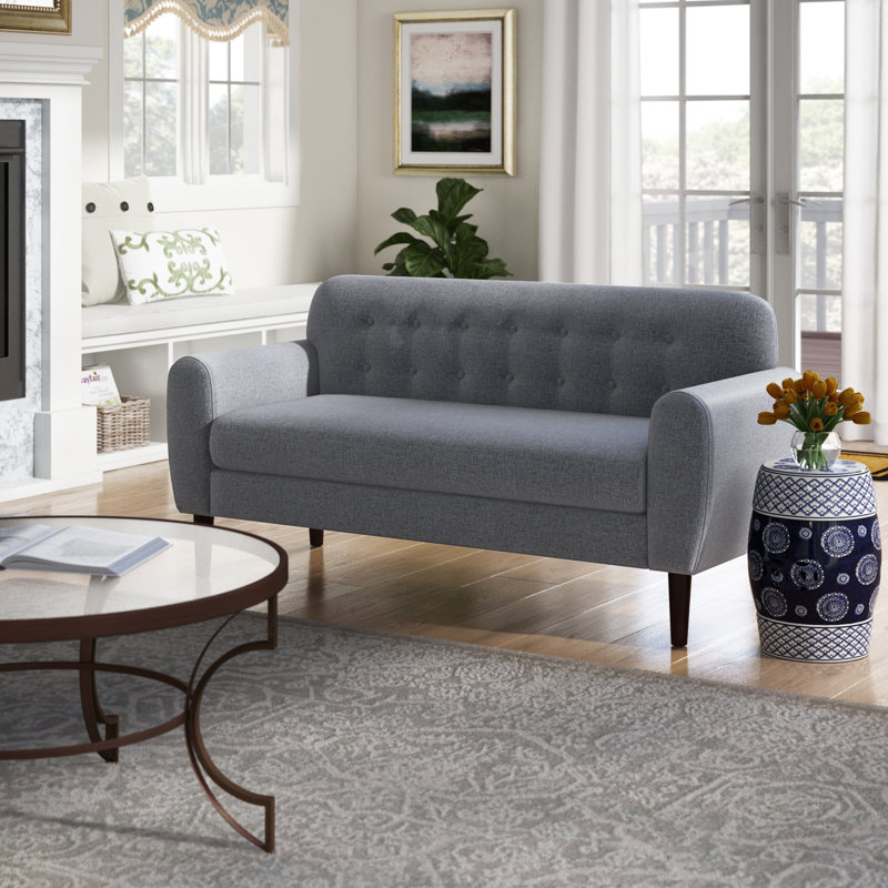 Arcola 62" Linen Round Arm Loveseat, Grey