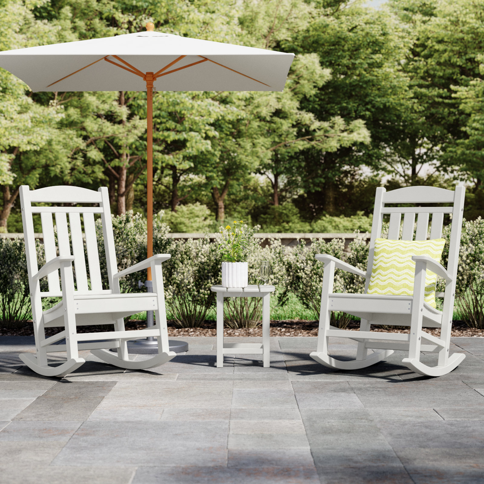 POLYWOOD Presidential Rocker 3-Piece Set, White