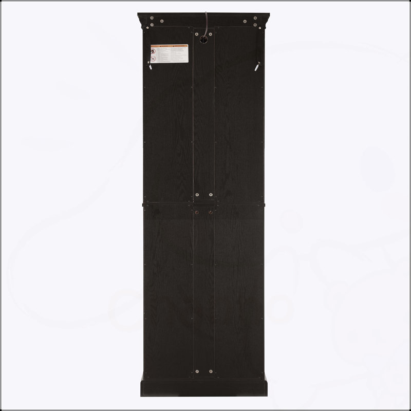Élégante vitrine vitrée éclairée - Rangement à cadre en bois pour le salon, la cuisine et le garde-manger - Ampoule incluse - Idéal pour le vin, les jouets et les objets de collection - Noir