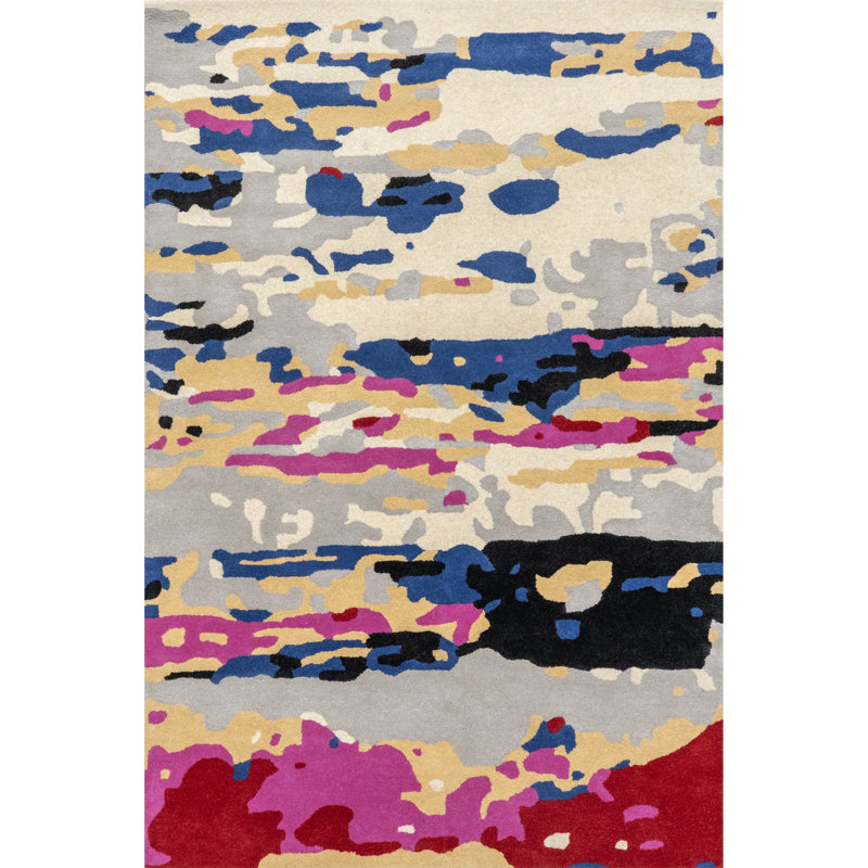 Multicolor Abstract Hand-Tufted Wool 9' x 12' Area Rug