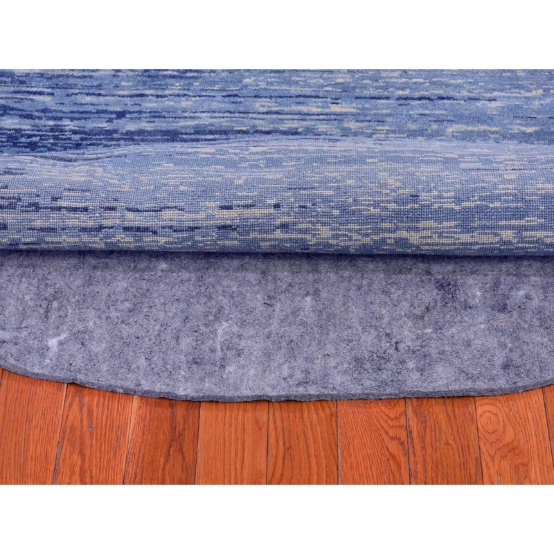 Tapis bleu noué à la main 9 pi x 9 pi en laine bleu marine