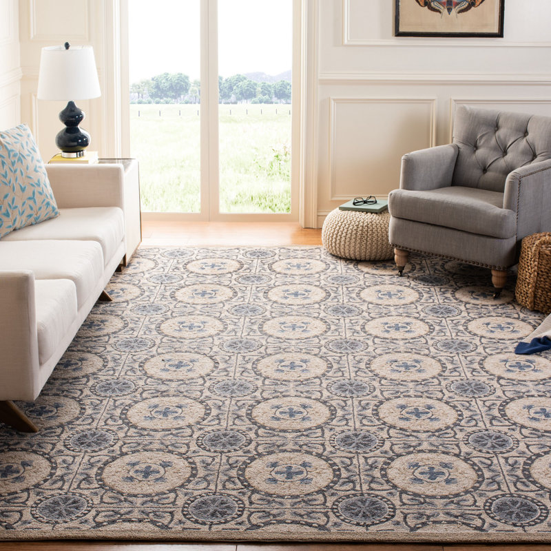 Childers Hand Hooked Performance Floral Rug, Rectangle 3'6" x 5'6"