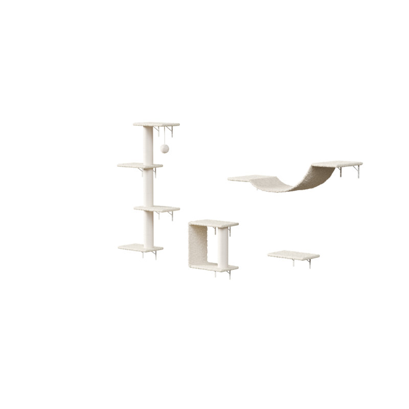 Meuble mural moderne pour chat - 4 pièces, Beige