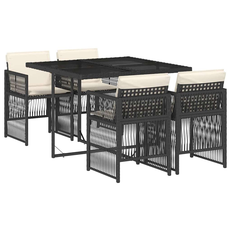 Patio Dining Set with, Cream White, Black