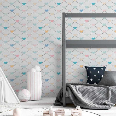 Red Hearts Peel & Stick Wallpaper N06252