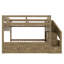 Lit simple superposé simple avec lit gigogne, 3 tiroirs de rangement, escalier de rangement et garde-robe, lit peu encombrant en bois de pin, noyer-2102668044