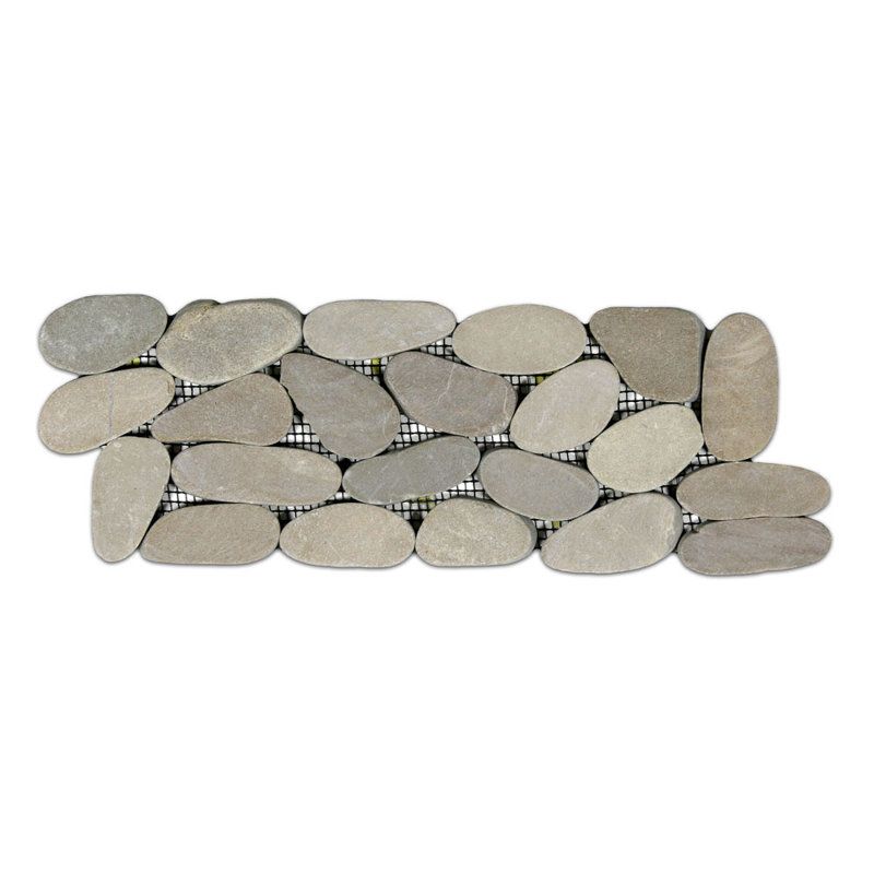 Yangtze Natural Stone Listello Tile in Java Tan with Sliced Pebbles Design - 4" x 12"