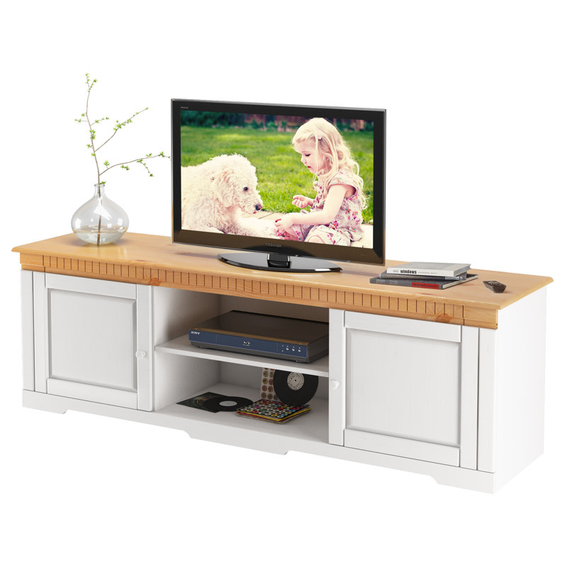 Demerius Unfinished TV Stand for TVs up to 70", White/Brown
