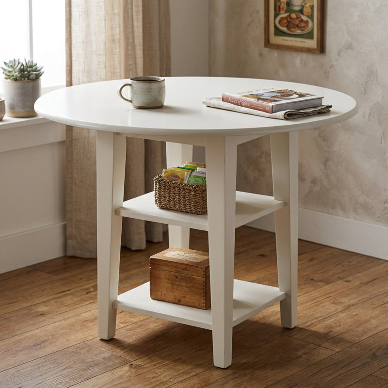 Ensemble de table de salle à manger 3 pièces Lin Lin Blanc Beige Rouge Bois d'hévéa Dropleaf